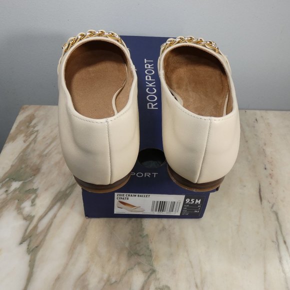 NiB Elegant Vanilla Leather Rockport Women's Zoie Chain Ballet Flat 9.5 - Picture 16 of 16